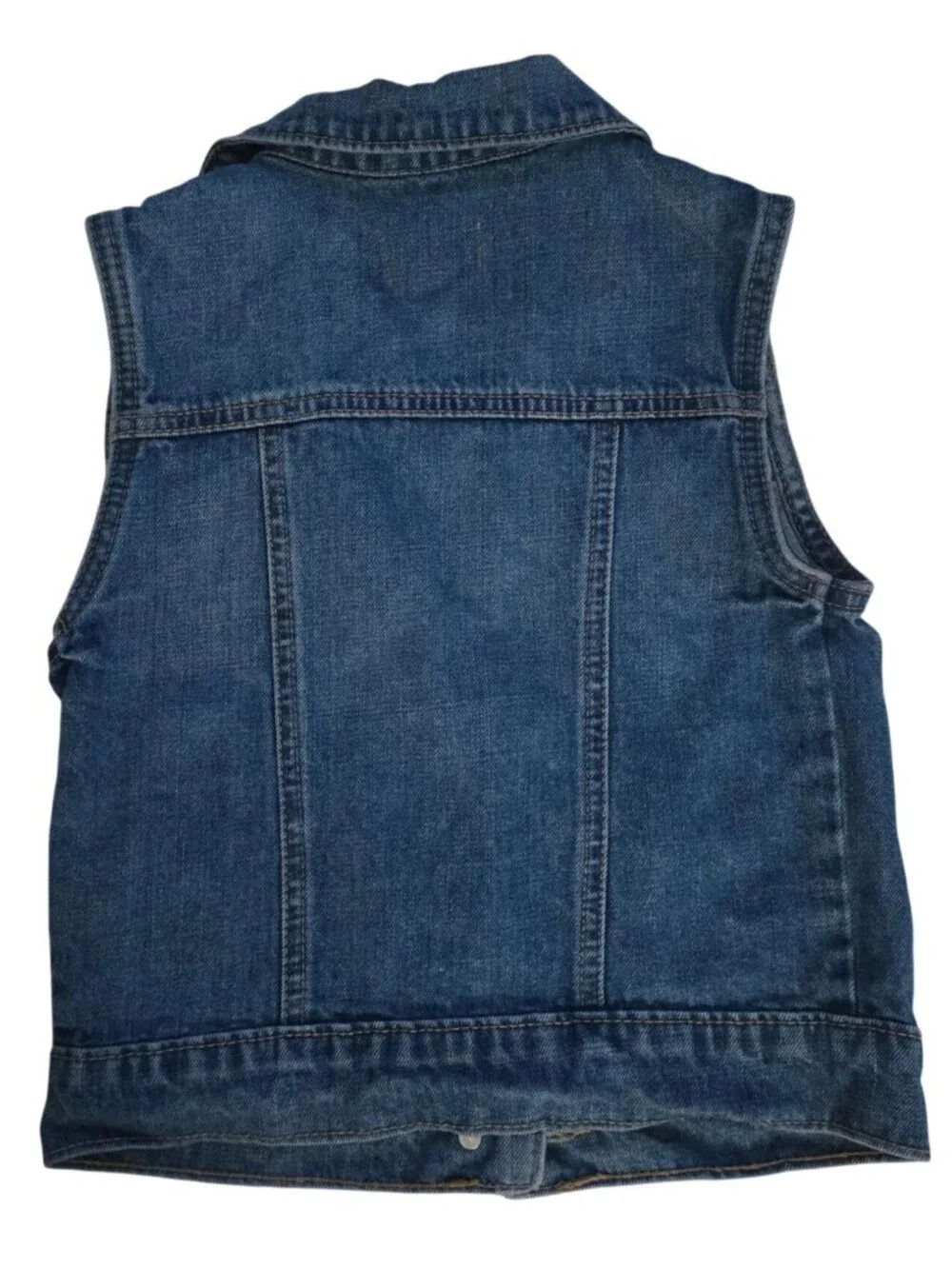 Old Navy Girls Regular Fit Medium Wash Blue Denim Button Front Vest Size S (6-7)